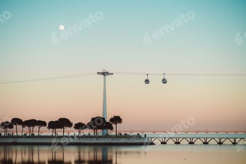 Preview: Dreamy Lisbon Sunset with Full Moon