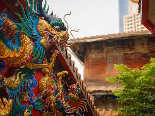 Preview: Woman Exploring Colorful Streets Near Buddhist Temples in Bangkok