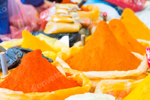 Preview: Bags of colorful spices background