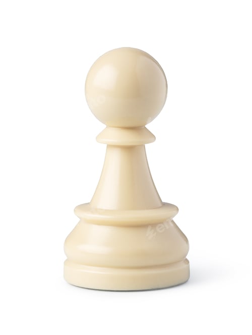 Preview: White pawn chess piece standing on white background