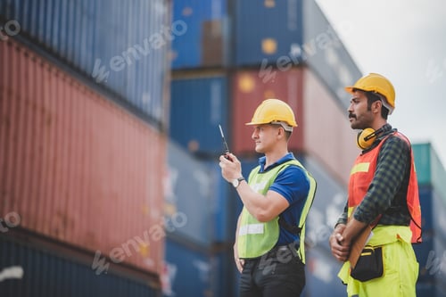 Preview: engineer foreman working in container terminal in term of industry logistic cargo shipping