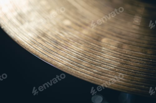 Preview: Close up of hi hat surface, drum cymbal close-up.