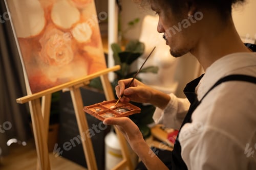 Preview: Artist Painting Still Life with Palette and Brush