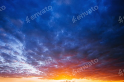 Preview: Fantastic blue orange sunset. Beauty world.