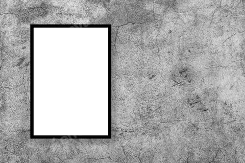 Preview: Blank white poster mock up leaning on grey studio wall