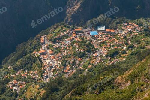 Preview: Aerial view of Curral das Freiras from the Miradouro do Paredao viewpoint, Madeira. Portugal