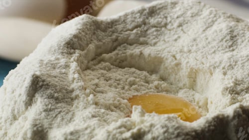 Preview: Close-up flour. Scene. Concept of cooking. Preparation of homemade cakes from white flour