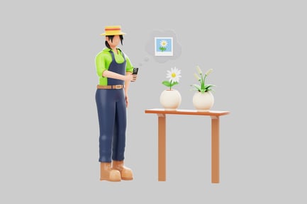 Preview: Cartoon farmer with mobile device