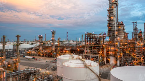 Preview: Oil and gas refinery plant form industry zone, Aerial view oil and gas Industrial.