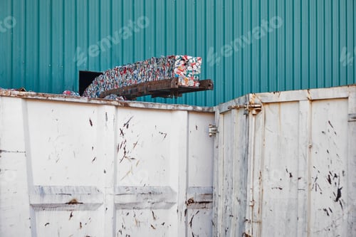 Preview: Recycled and packaged waste. Sustainable industry. Reusable material
