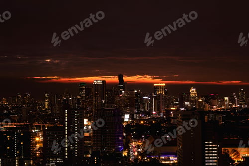 Preview: View of the modern Bangkok city during sunset