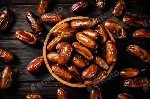 Preview: Ripe dates on a plate.