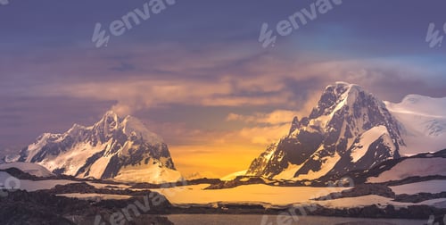 Preview: Panoramic view. Antarctic mountain crests