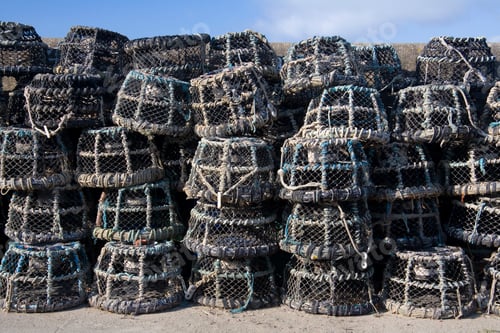 Preview: Lobster pots on the quayside - Newquay - Cornwall - England