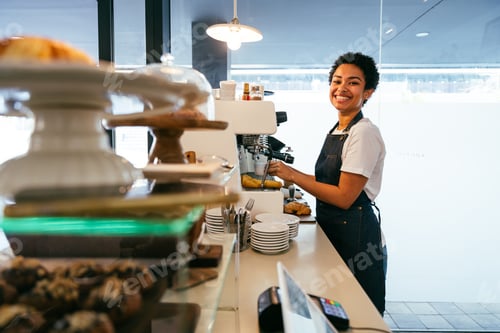 Preview: Barista working in a bar cafeteria