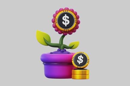 Preview: Money flower pot and coins