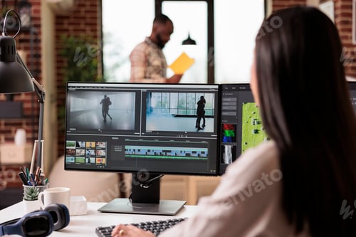 Preview: Professional editor using montage to edit film