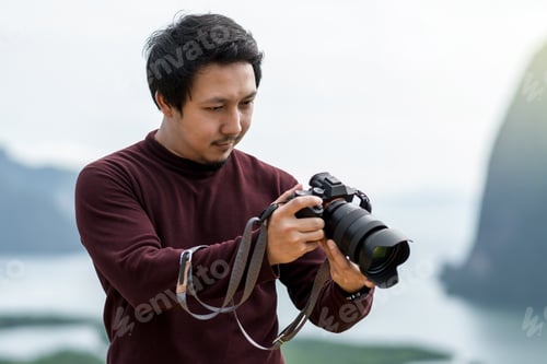 Preview: Portrait of photographer or the tourist over the Fantastic Landscape