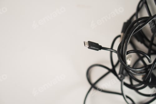 Preview: Tangled Black US B Cables on White Background