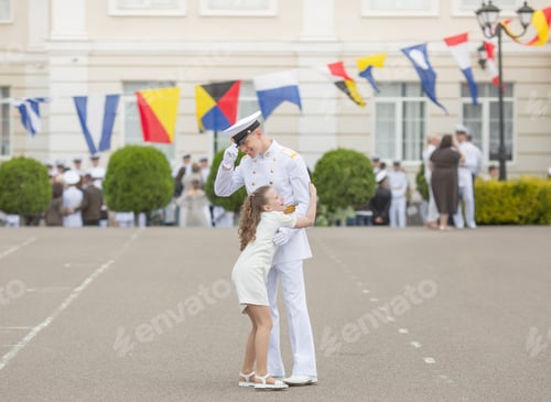 Preview: joyful meeting of a boy student of a military naval school with his sister