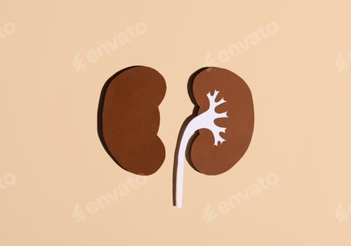 Preview: Paper kidneys on a beige background. Kidney and healthy pelvis. World Kidney Day.