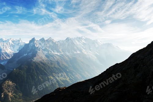 Preview: Mountain ranges on a sunny day at French Alps