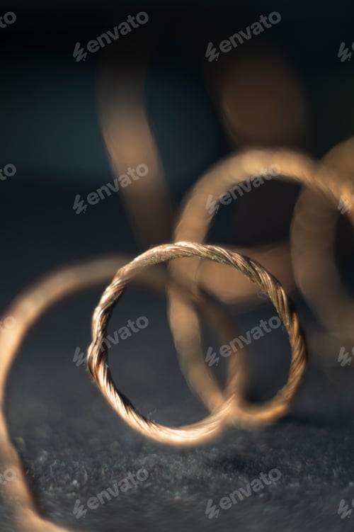 Preview: Selective focus shot of a twisted copper wire