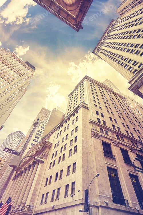 Preview: Vintage stylized Wall Street in New York City, USA