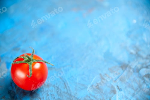 Preview: front view fresh red tomatoe on blue background photo color vegetable salad food free place