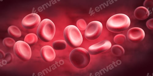 Preview: Red Blood Cell in an artery, Blood Flow, medical human health-care Concept Background, 3d rendering.