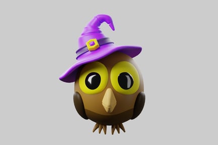 Preview: Cartoon witch owl character
