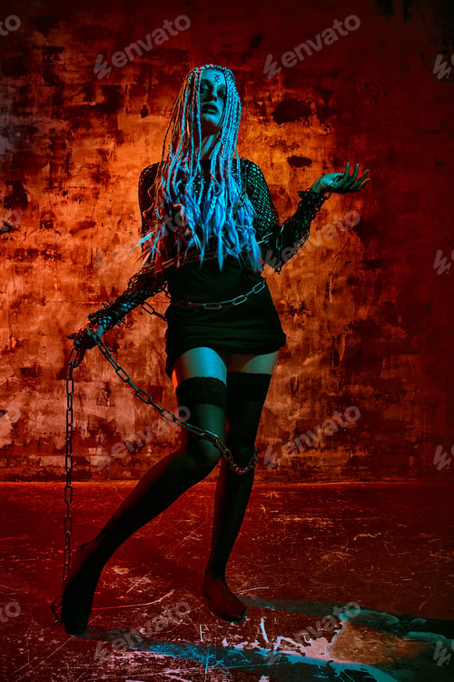 Preview: Young woman with creative make up. Halloween theme. Zombie theme.