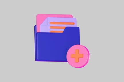 Preview: Graphic of a folder with papers and a plus sign