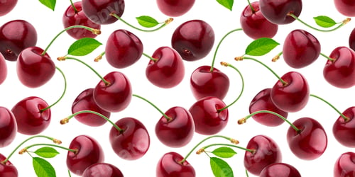 Preview: Cherry isolated on white background with clipping path, seamless pattern