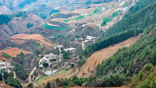 Preview: Aerial view of Damakan in Dongchuan District, Kunming City, Yunnan, China