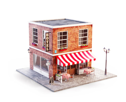 Preview: Unusual 3d illustration of a cozy cafe