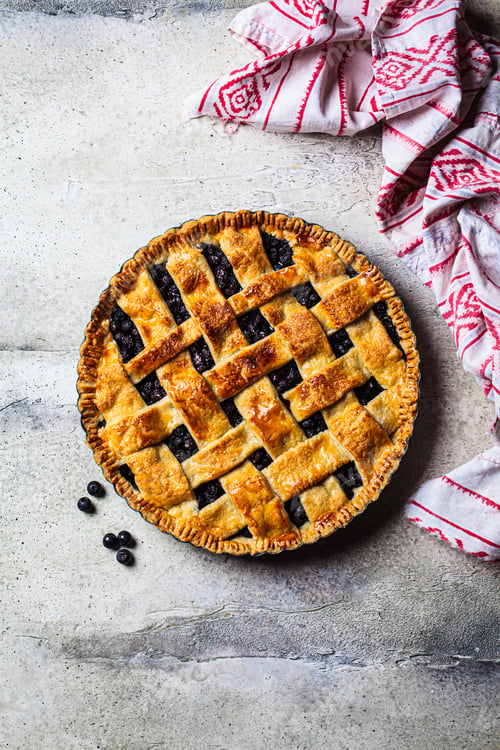 Preview: Homemade blueberry pie. Thanksgiving food concept.