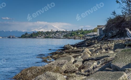 Preview: A View Of Mount Rainier And The Ruston Shoreline.