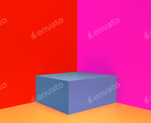 Preview: podium stand showcase presentation red pink orange green blue orange color square product display pl