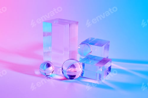 Preview: Product background podium glass display background, Transparent glass product display background
