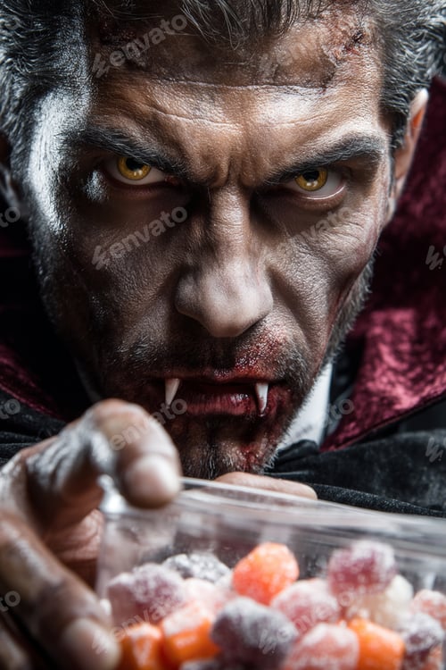 Preview: Dracula-Vampire offers a treat for a spooky Halloween, with a menacing gaze and sharp fangs.