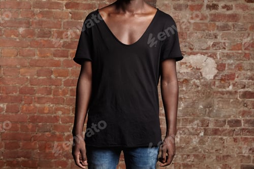 Preview: T-shirt design and advertising concept. Isolated portrait of dark-skinned young student posing again