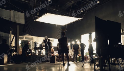 Preview: Blurry image of making movie video in big production studio