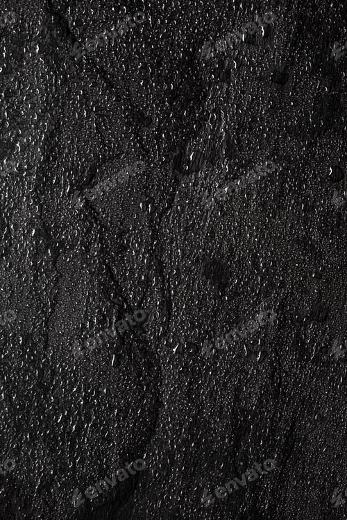 Preview: Dark gray black slate background with water drops or natural stone texture.