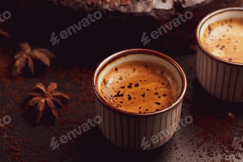 Preview: Espresso coffee with whole beans as a background