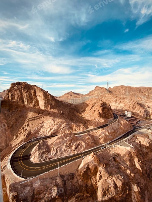 Preview: Blue skies over a road in the desert.