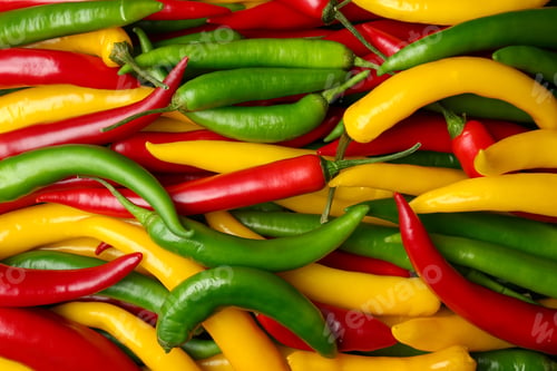 Preview: Ripe hot chili peppers as background, closeup