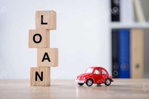 Preview: Car Loan Concept with Blocks and Toy Car