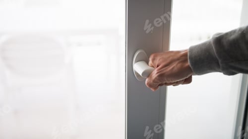 Preview: Hand closing a slider Ecology Window Of The House For High Hot