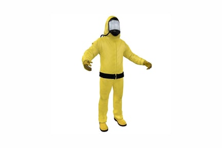 Preview: Figure in yellow hazmat suit with extended arms